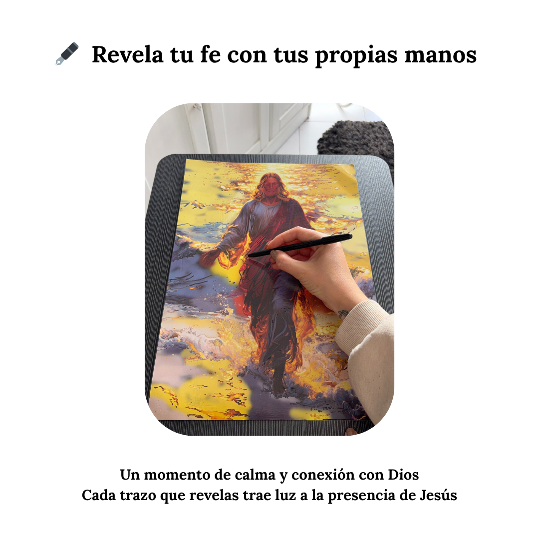 RevelaFe-Cuadro cristiano para rascar y revelar la imagen de Jesús