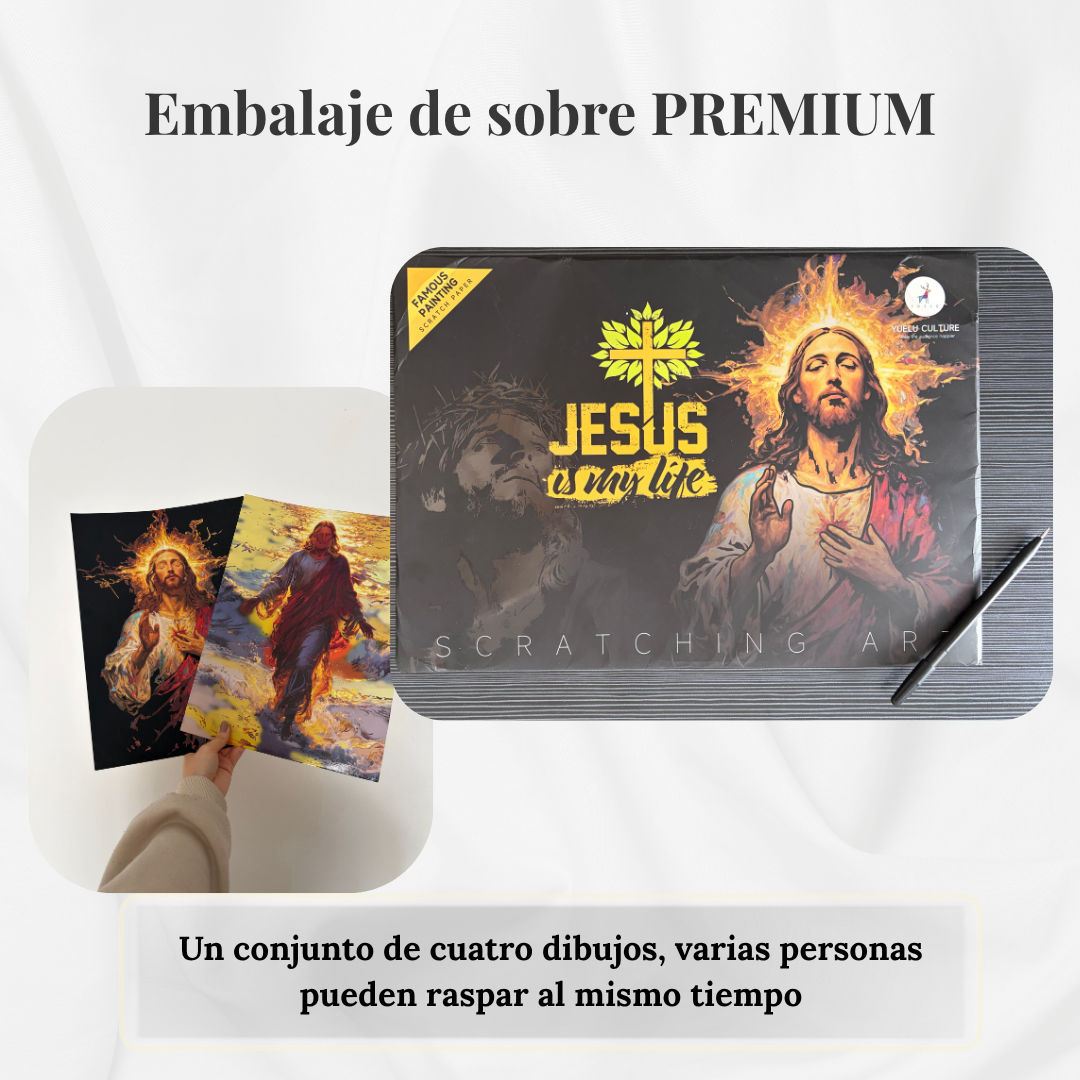 RevelaFe-Cuadro cristiano para rascar y revelar la imagen de Jesús