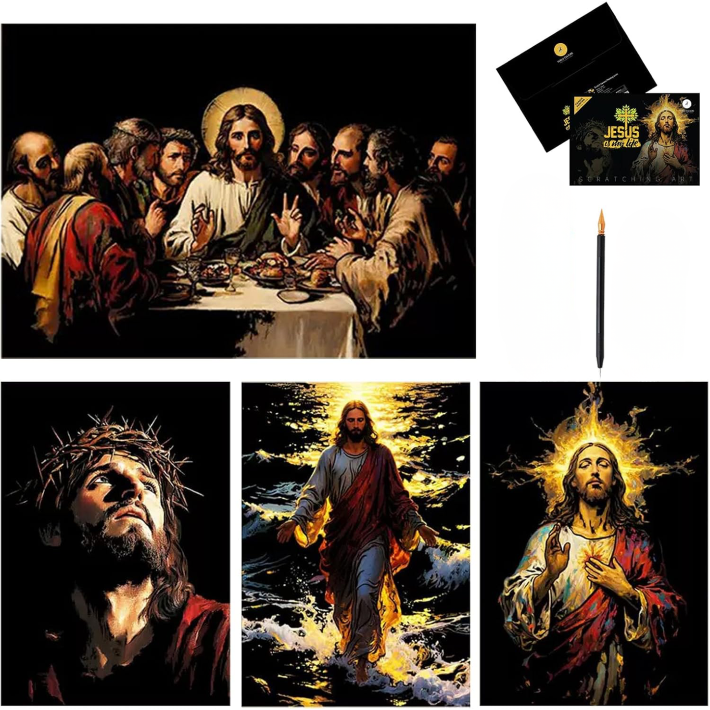 RevelaFe-Cuadro cristiano para rascar y revelar la imagen de Jesús